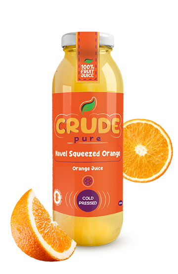 250ml glass bottle squeezed orange juice made of pure orange. Half cut real orange around the bottle
